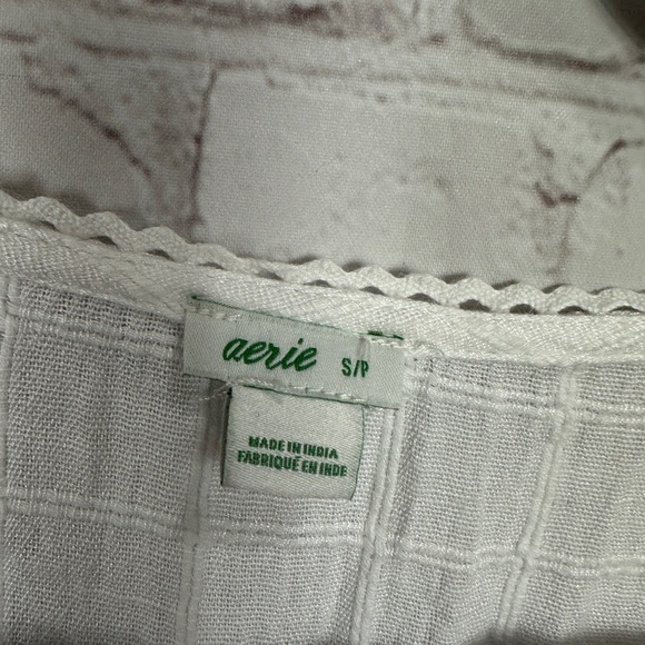 Aerie Viscose Cotton blend Long Sleeve Lace Trim shorts Cottagecore Romper Sz S - Picture 2 of 6